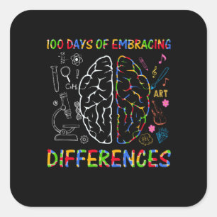 100 dagen van het omarmen van verschillen Autisme Vierkante Sticker