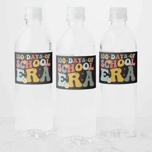 100 dagen van het schooltijdperk Groovy Leraar Kin Waterfles Etiket (Flessen)