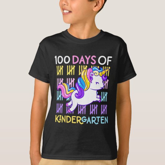100 dagen van kleuterschool eenhoorn leraar meisje t-shirt (Voorkant)