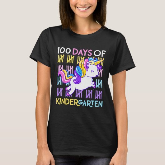 100 dagen van kleuterschool eenhoorn leraar meisje t-shirt (Voorkant)