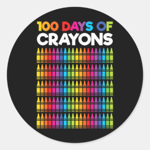 100 dagen van krijtjes voor meisjes Kinder 100ste  Ronde Sticker