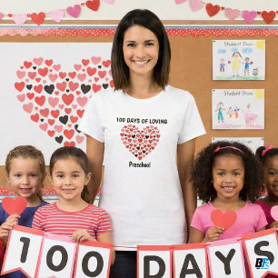 100 dagen van liefdevolle kleuterschool Hart 100st T-shirt