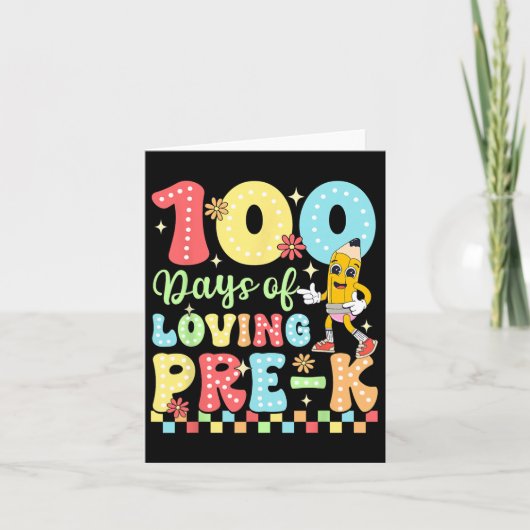 100 dagen van liefdevolle Pre-K Teacher Kinder vie Kaart (Voorkant)