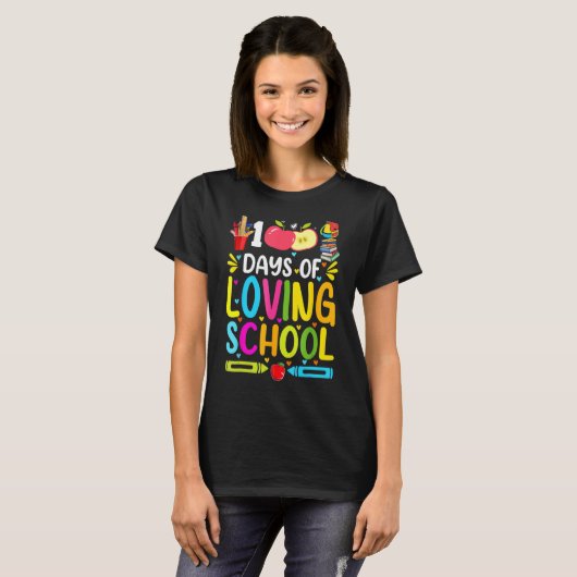 100 dagen van liefdevolle school 100e schooldag t-shirt (Voorkant volledig)