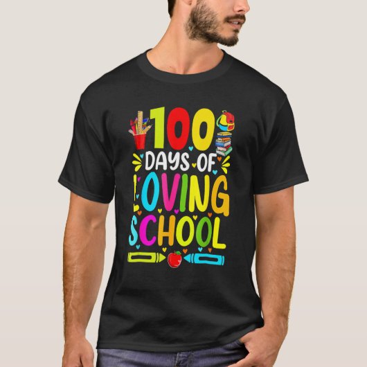 100 dagen van liefdevolle school 100e schooldag t-shirt (Voorkant)