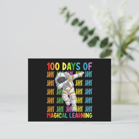 100 dagen van magisch leren astronautenschool briefkaart (Staand voorkant)