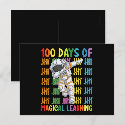 100 dagen van magisch leren astronautenschool briefkaart (Voorkant / Achterkant)