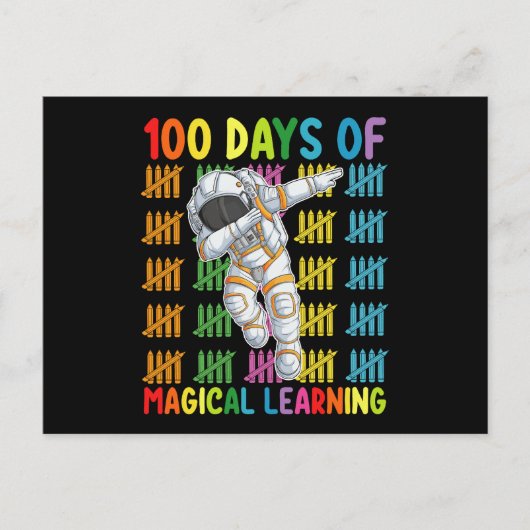 100 dagen van magisch leren astronautenschool briefkaart (Voorkant)