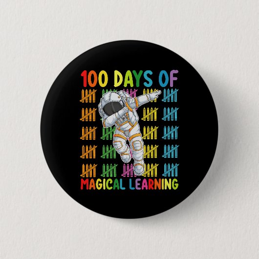 100 dagen van magisch leren astronautenschool ronde button 5,7 cm (Voorkant)
