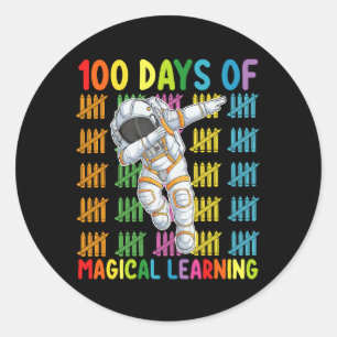 100 dagen van magisch leren astronautenschool ronde sticker
