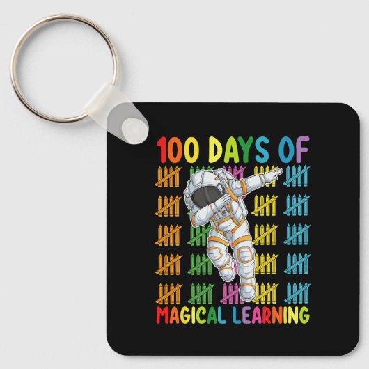 100 dagen van magisch leren astronautenschool sleutelhanger (Voorkant)