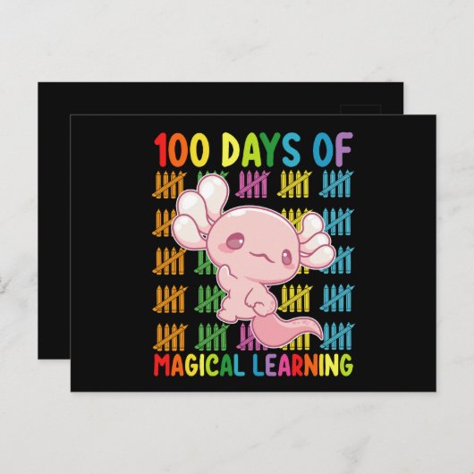 100 dagen van magisch leren Axolotl School Briefkaart (Voorkant / Achterkant)