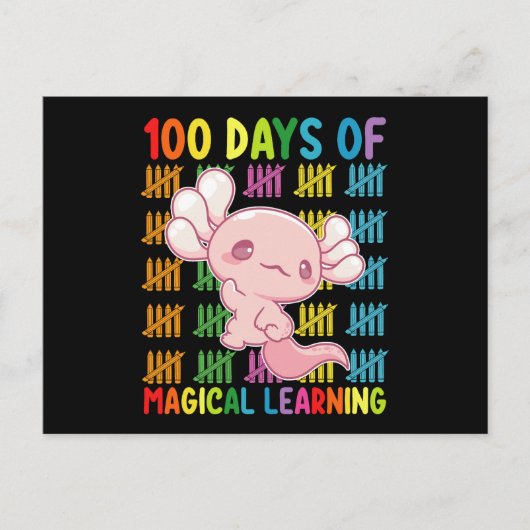100 dagen van magisch leren Axolotl School Briefkaart (Voorkant)