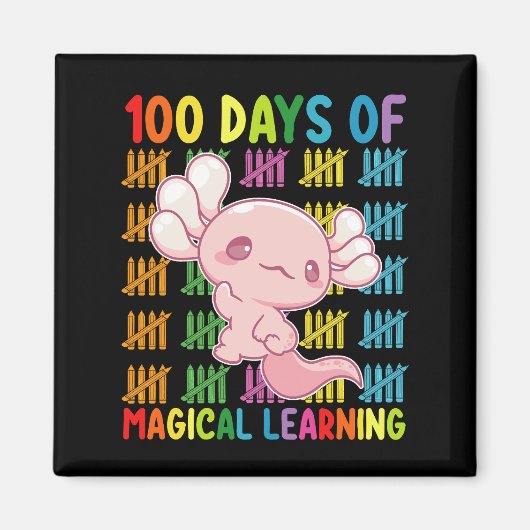 100 dagen van magisch leren Axolotl School Magneet (Voorkant)