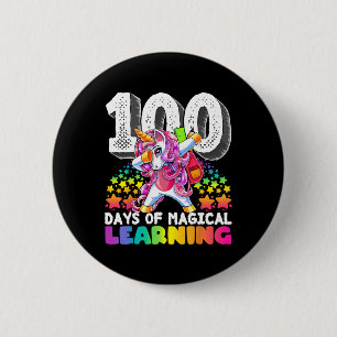 100 dagen van magisch leren dabbing eenhoorn cadea ronde button 5,7 cm