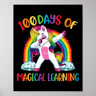 100 dagen van magisch leren dabbing eenhoorn meisj poster