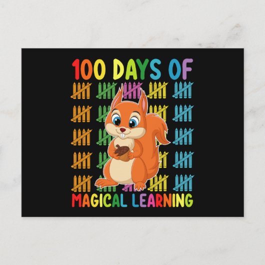 100 dagen van magisch leren eekhoorn school briefkaart (Voorkant)