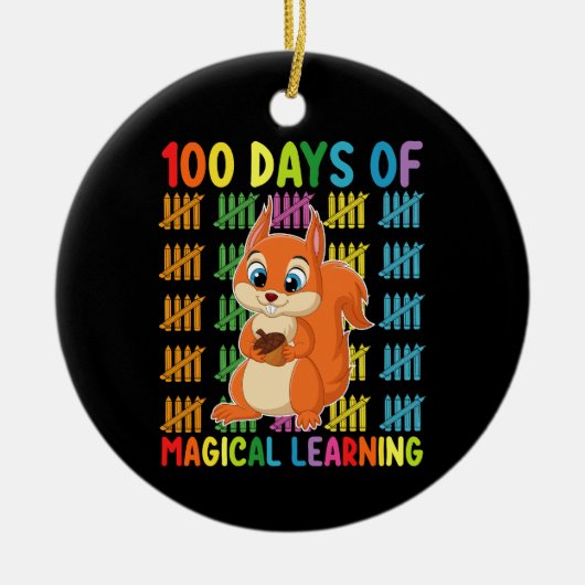 100 dagen van magisch leren eekhoorn school keramisch ornament (Voorkant)