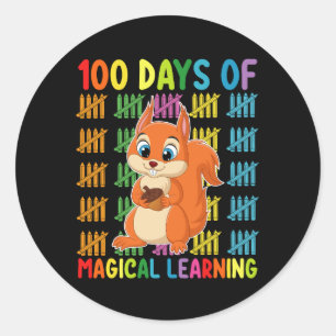 100 dagen van magisch leren eekhoorn school ronde sticker
