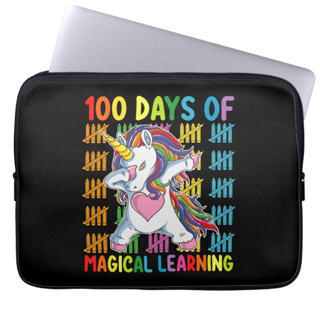 100 dagen van magisch leren eenhoornschool laptop sleeve (Voorkant)