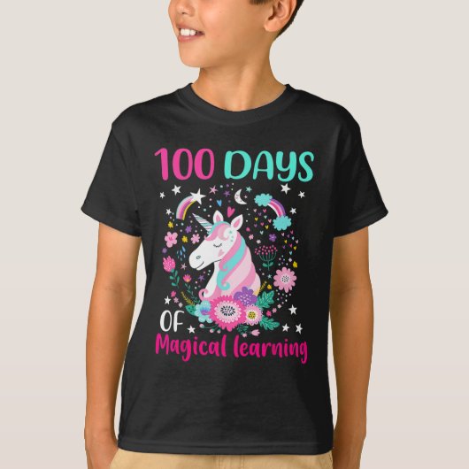 100 dagen van magisch leren flossen eenhoorn t-shirt (Voorkant)