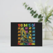 100 dagen van magisch leren graafmachine school briefkaart (Staand voorkant)