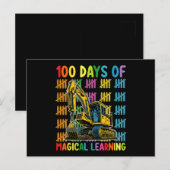 100 dagen van magisch leren graafmachine school briefkaart (Voorkant / Achterkant)