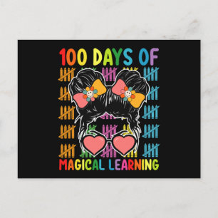 100 dagen van magisch leren rommelige Bun School Briefkaart