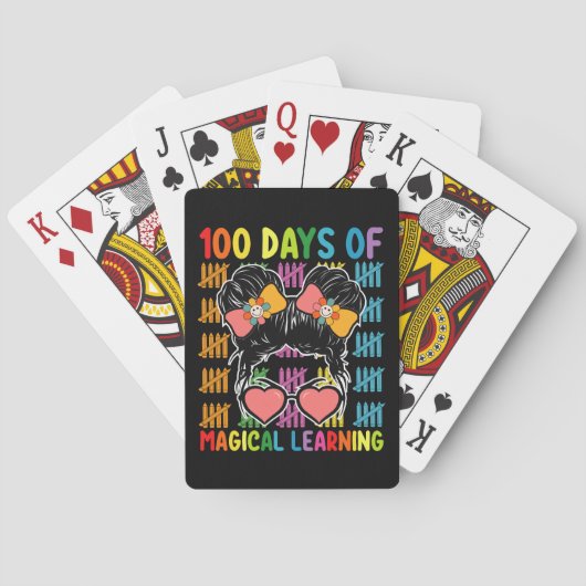 100 dagen van magisch leren rommelige Bun School Pokerkaarten (Achterkant)