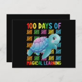 100 dagen van magisch leren schildpad school briefkaart (Voorkant / Achterkant)