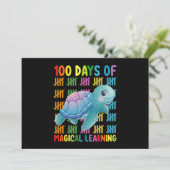 100 dagen van magisch leren schildpad school kaart (Staand voorkant)