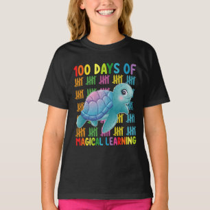100 dagen van magisch leren schildpad school t-shirt