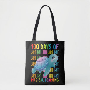 100 dagen van magisch leren schildpad school tote bag