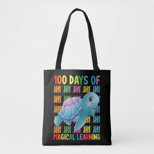 100 dagen van magisch leren schildpad school tote bag (Voorkant)