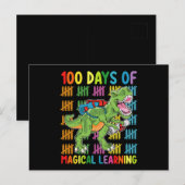 100 dagen van magisch leren t rex dinosaurus schoo briefkaart (Voorkant / Achterkant)