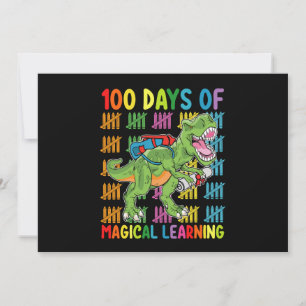 100 dagen van magisch leren t rex dinosaurus schoo kaart