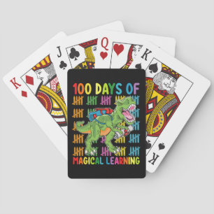 100 dagen van magisch leren t rex dinosaurus schoo pokerkaarten