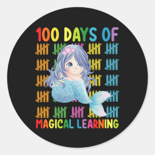 100 dagen van magisch leren zeemeermin school ronde sticker