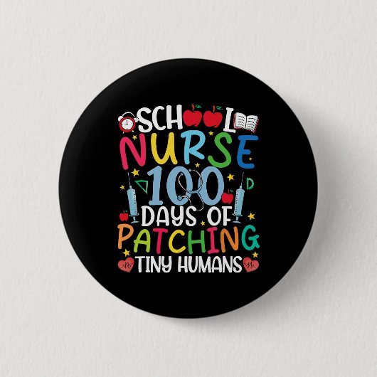 100 dagen van patching Tiny Humans Nurse 100th Day Ronde Button 5,7 Cm (Voorkant)