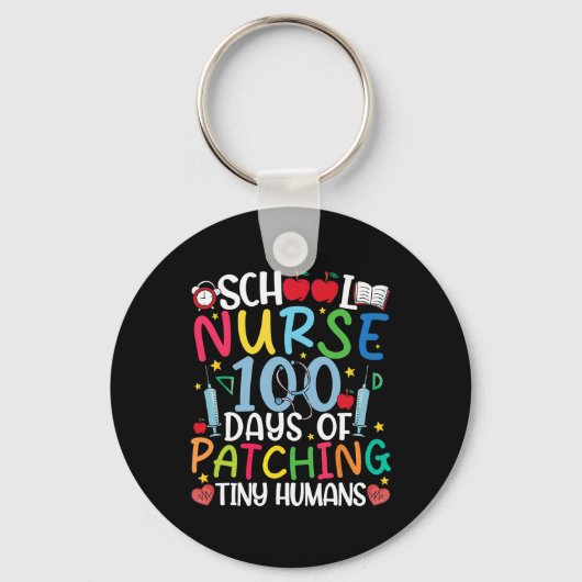 100 dagen van patching Tiny Humans Nurse 100th Day Sleutelhanger (Voorkant)