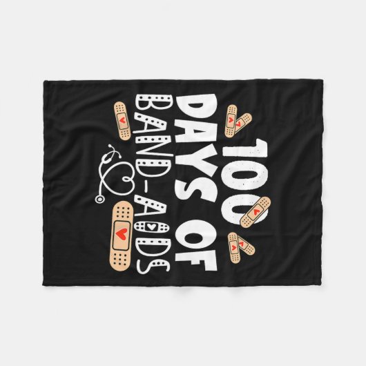 100 dagen van pleisters - school verpleegkundige 1 fleece deken (Voorkant (Horizontaal))