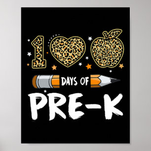 100 dagen van Pre K leraar student Leopard Happy 1 Poster