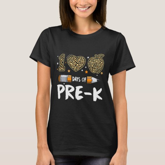 100 dagen van Pre K leraar student Leopard Happy 1 T-shirt (Voorkant)
