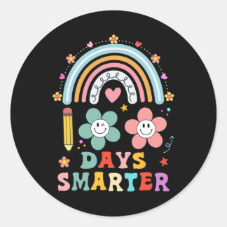 100 dagen van school 100e dag slimmer regenboogles ronde sticker