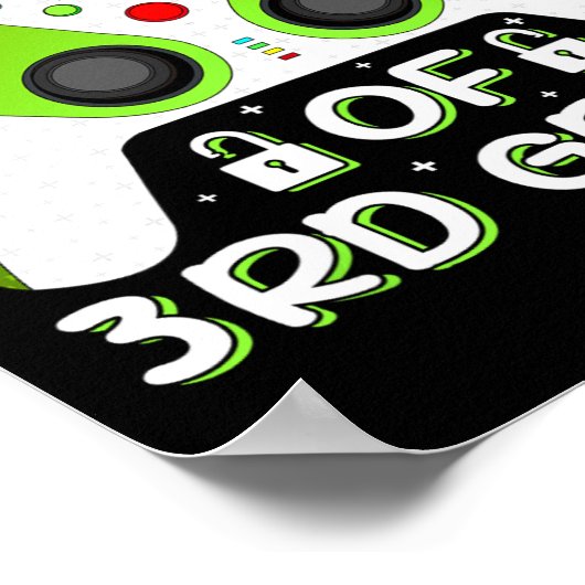 100 dagen van school 3e klas video gamer student t poster (Hoek)