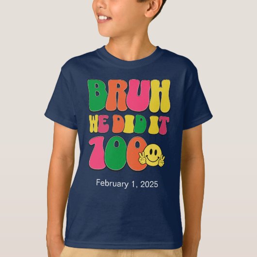 100 dagen van school aangepaste kleurrijke tekst t-shirt (Voorkant)