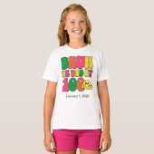 100 dagen van school aangepaste kleurrijke tekst t-shirt (Voorkant volledig)