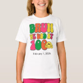 100 dagen van school aangepaste kleurrijke tekst t-shirt (Voorkant)