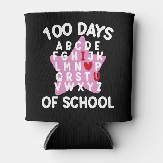 100 dagen van school alfabet 100e dag leraar blikjeskoeler (Voorkant)