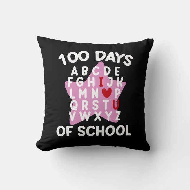 100 dagen van school alfabet 100e dag leraar kussen (Voorkant)